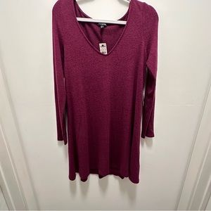 Express Burgundy Sweater MIDI Dress Fitted Stretch. Size Medium